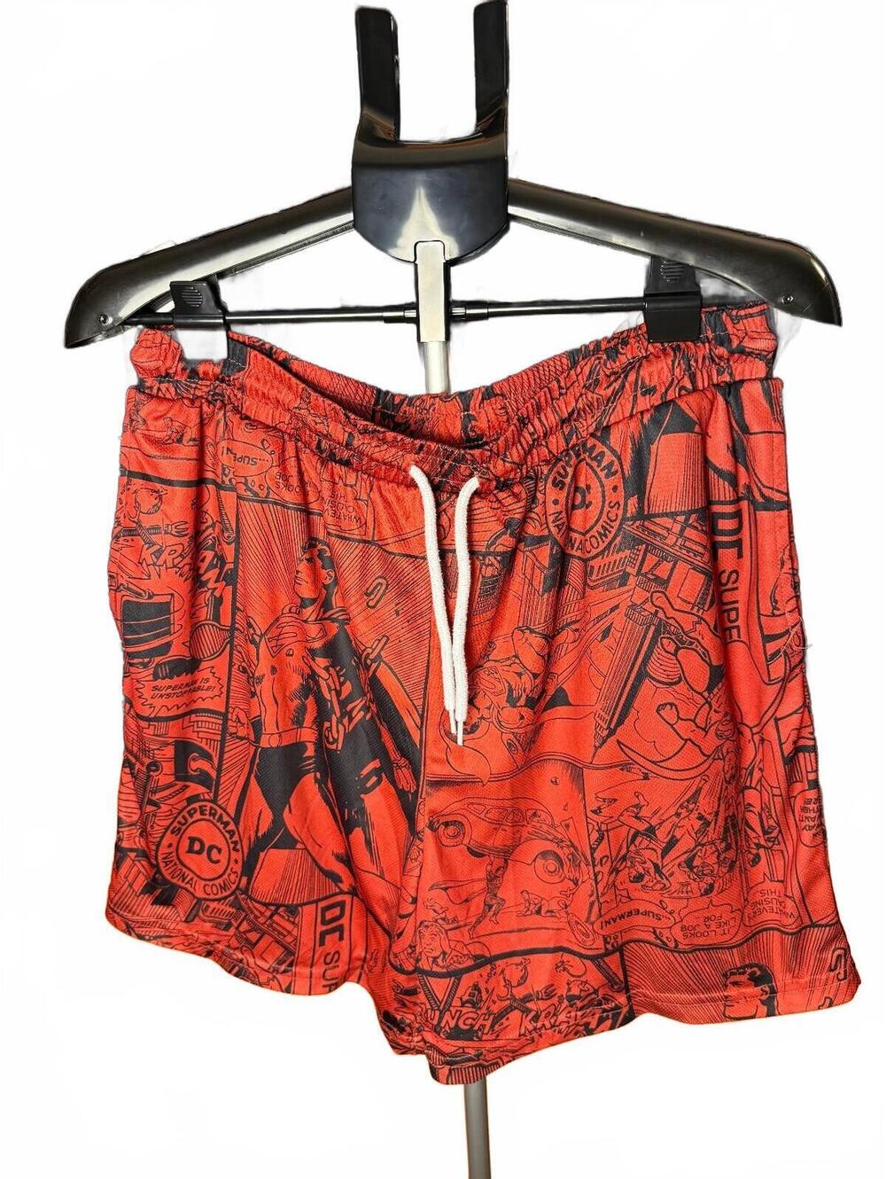 DC Comics Superman sz L Graphic Print lounge basketball shorts red
